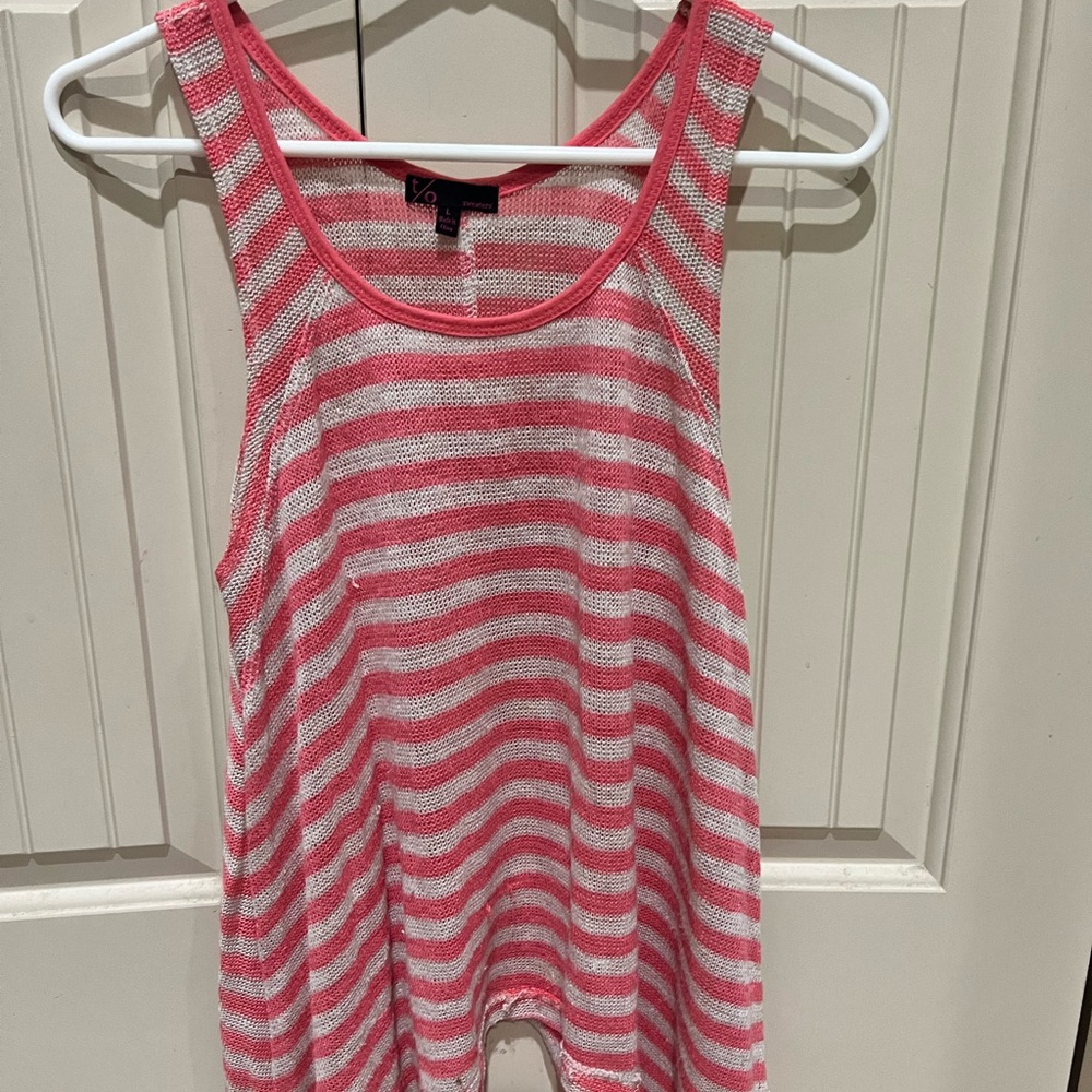 Pink and White Striped Women's Top